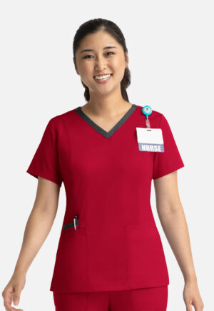 Health Company - Blusa del uniforme médico mujer unicolor Maevn matrix 3502 red